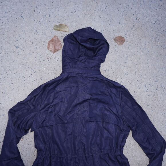 Vince Tencel Utility Jacket Navy Blue XS Hooded Adjustable Quiet Luxury - Picture 6 of 16